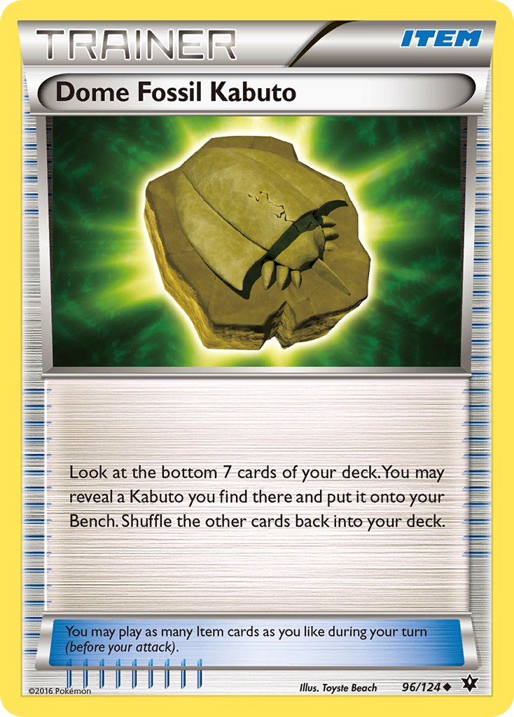 Dome Fossil Kabuto 96/124 Reverse Uncommon - MissingNo.