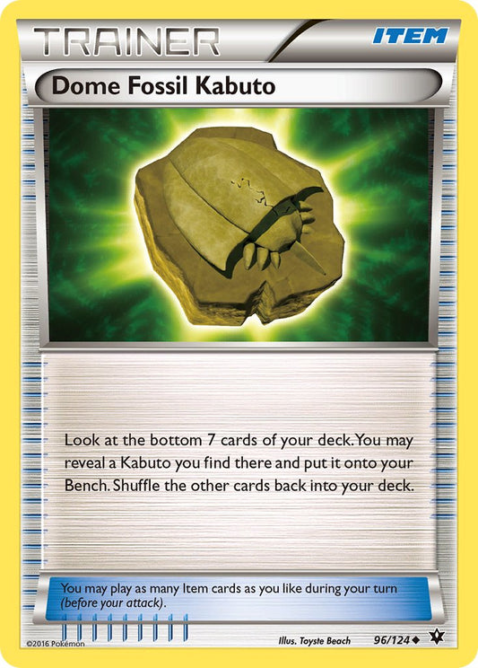 Dome Fossil Kabuto 96/124 Reverse Uncommon - MissingNo.