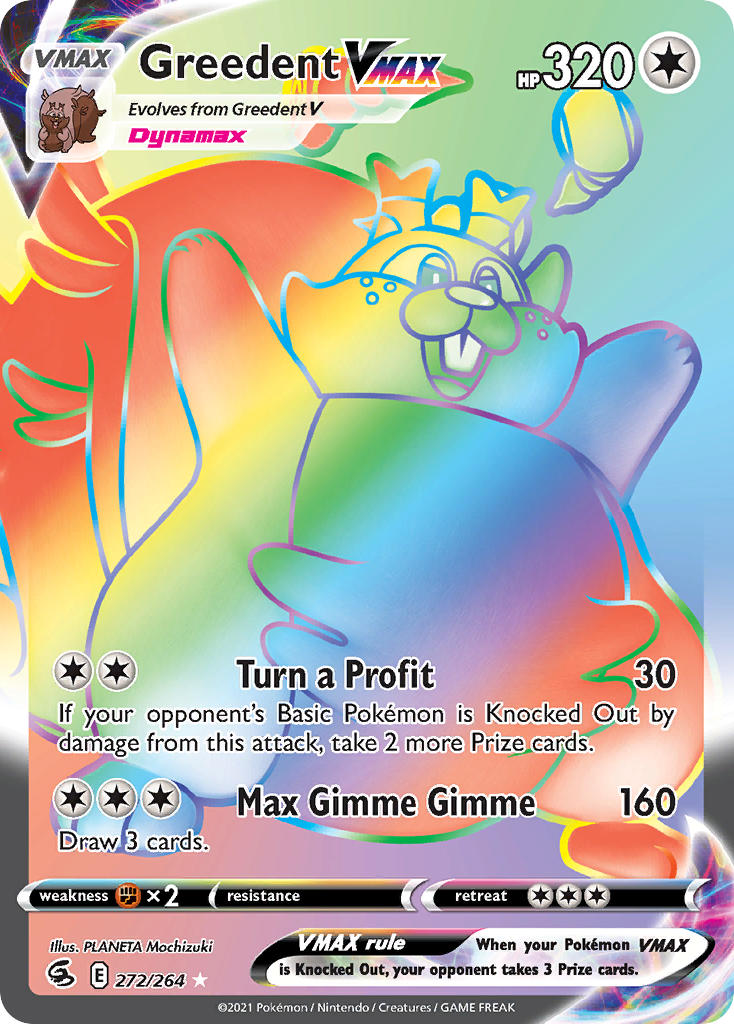 Greedent VMAX 272/264 Rainbow Secret Rare VMAX