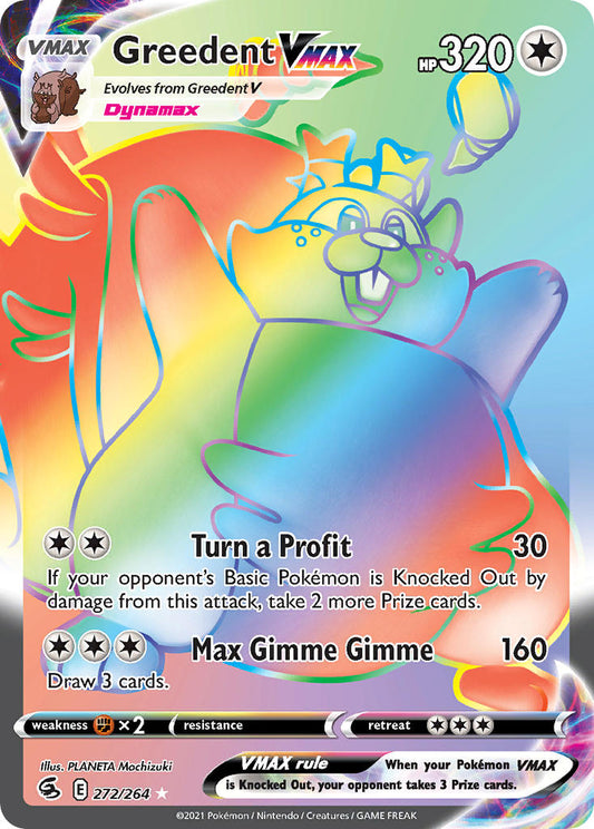 Greedent VMAX 272/264 Rainbow Secret Rare VMAX