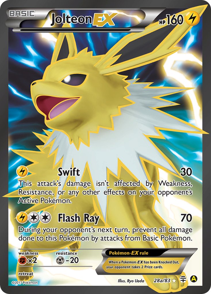 Jolteon EX 28a/83 Yellow A Alternate art Mega Powers Collection Exclusive - MissingNo.