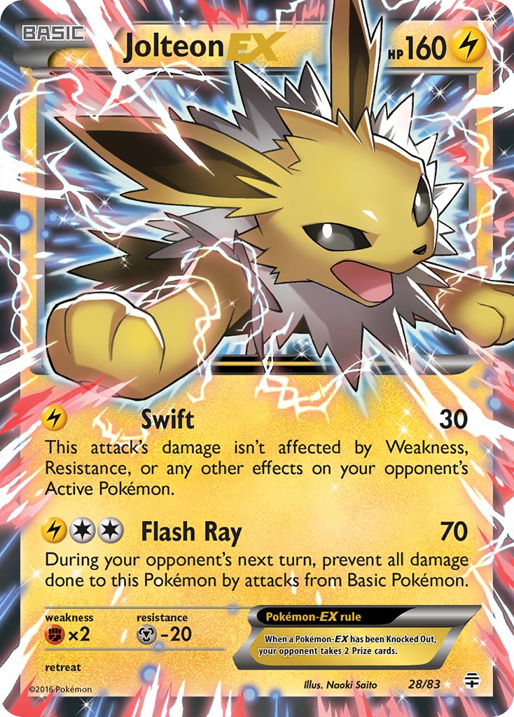 Jolteon EX 28/83 Holo Rare EX - MissingNo.