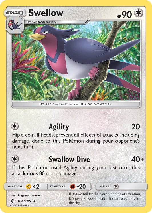 Swellow 104/145 Reverse Rare - MissingNo.