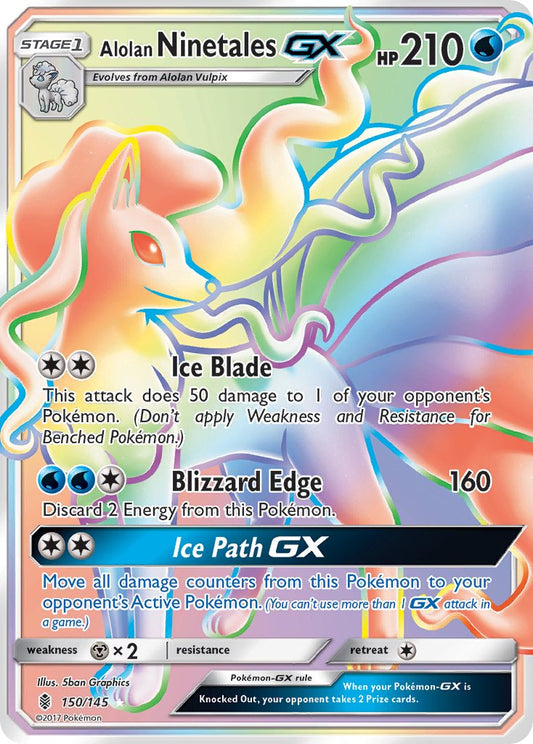 Alolan Ninetales GX 150/145 Rainbow Secret Rare GX - MissingNo.