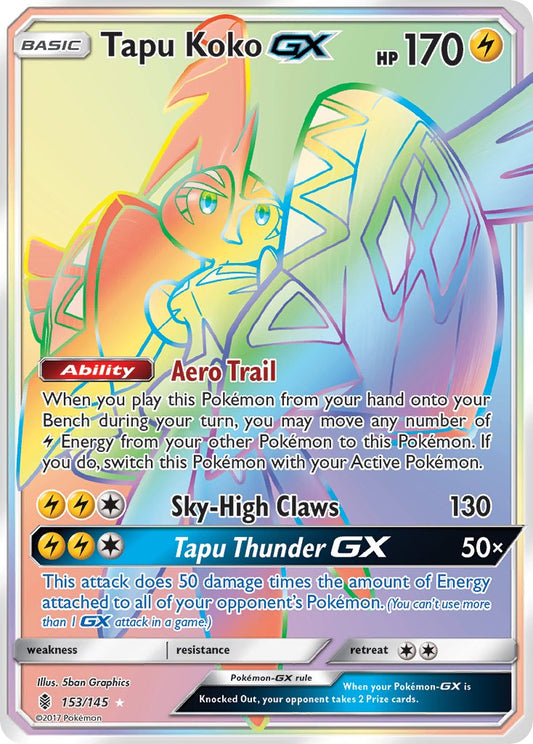 Tapu Koko GX 153/145 Rainbow Secret Rare GX - MissingNo.