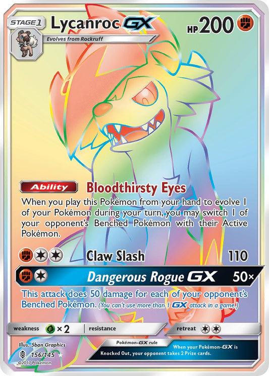 Lycanroc GX 156/145 Rainbow Secret Rare GX - MissingNo.