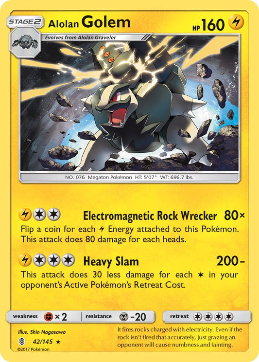 Alolan Golem 42/145 Cosmos Holo Burning Shadows Alolan Blisters Exclusive - MissingNo.