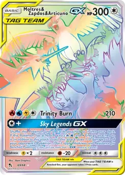 Moltres & Zapdos & Articuno GX 69/68 Rainbow Secret Rare GX