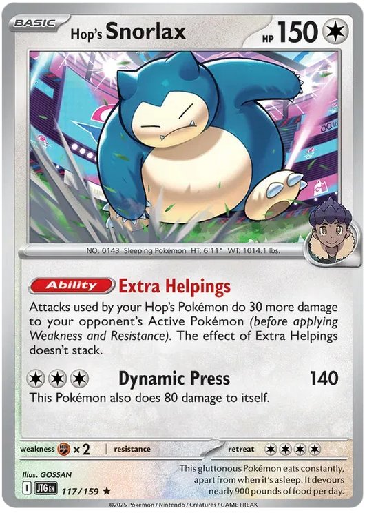 Hop's Snorlax 117/159 Holo Rare