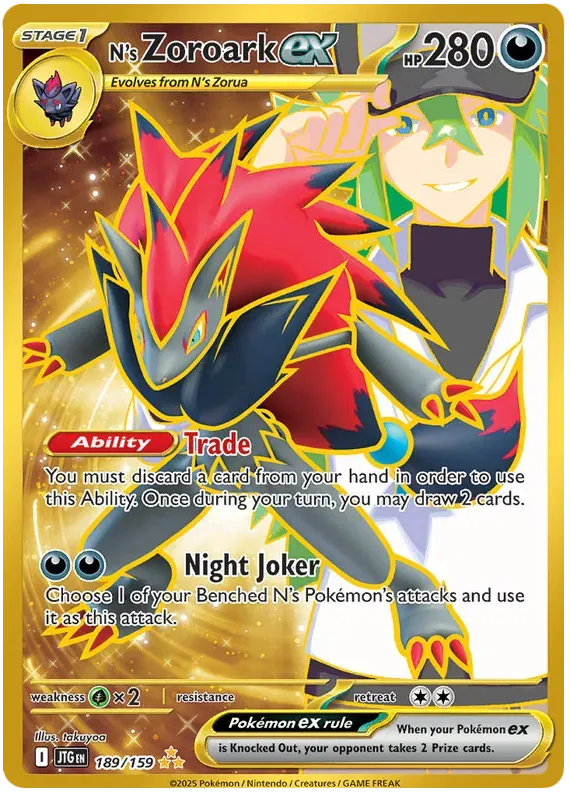 N's Zoroark ex 189/159 Gold Hyper Rare ex
