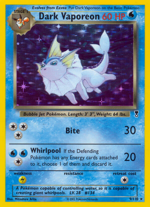 Dark Vaporeon 9/110 Reverse Rare - MissingNo.