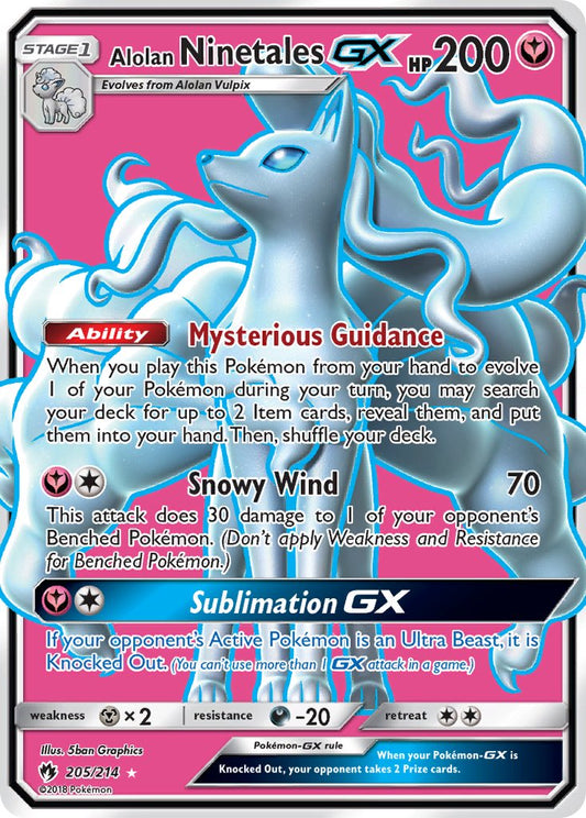 Alolan Ninetales GX 205/214 Holo Ultra Rare GX - MissingNo.