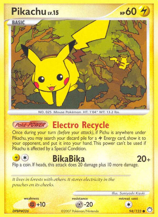 Pikachu 94/123 Reverse Holo Stamp Burger King Collection 2008 - MissingNo.