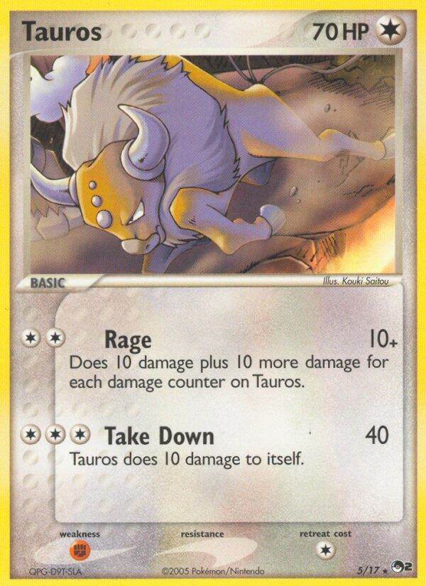 Tauros 5/17 Cosmos Holo EX Crystal Guardians Blisters & Tauros Value Pack Exclusive - MissingNo.