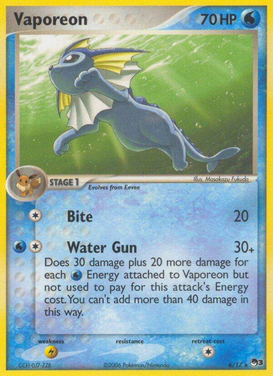Vaporeon 6/17 Cosmos Holo Eeveelutions Blisters & Enhanced Value Pack Exclusive - MissingNo.