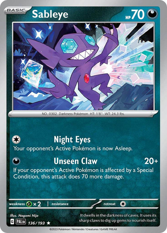 Sableye 136/193 Reverse Rare - MissingNo.
