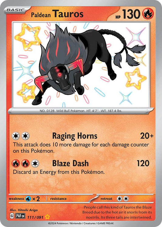 Paldean Tauros 111/91 Shiny Rare - MissingNo.