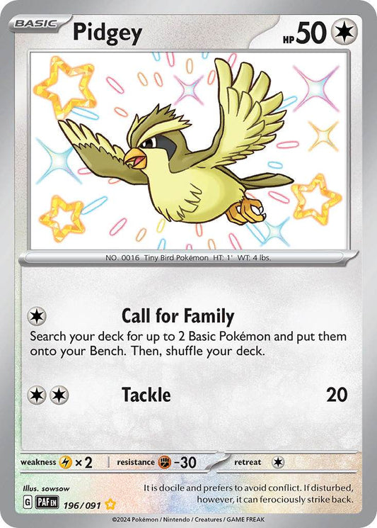 Pidgey 196/91 Shiny Rare - MissingNo.