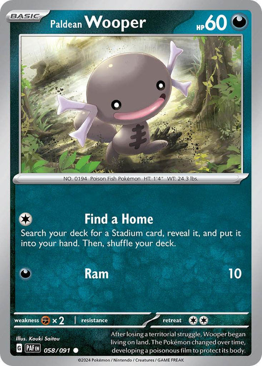 Paldean Wooper 58/91 Reverse Common - MissingNo.