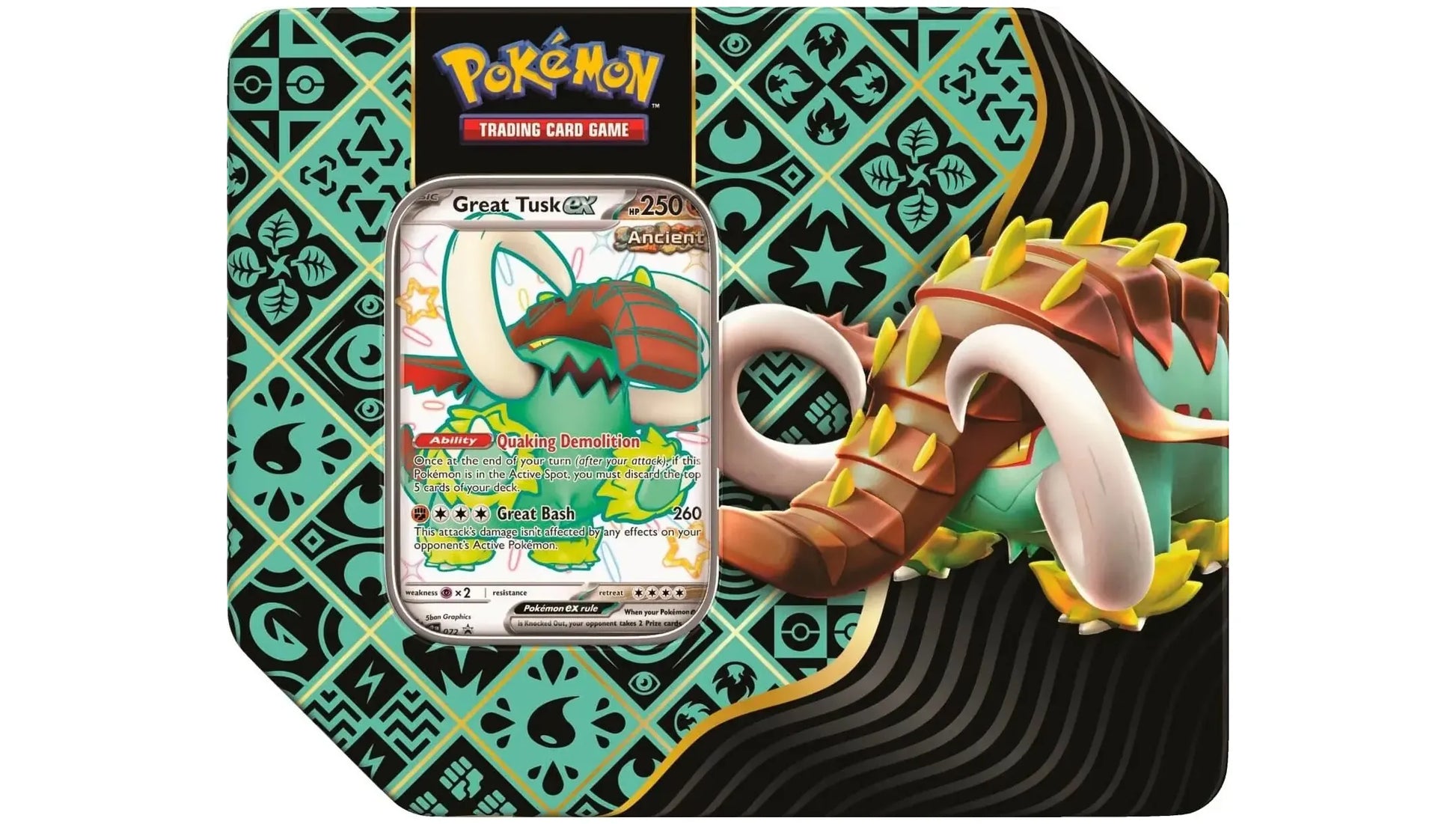 Paldean Fates Tin Great Tusk ex Pokemon Cards