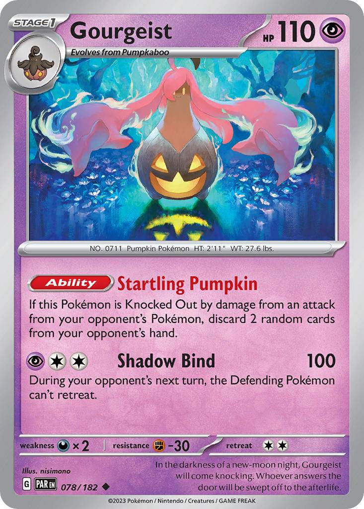 Gourgeist 78/182 Pikachu Jack-o'-Lantern Stamp Trick or Trade BOOster Bundle 2024 Exclusive - MissingNo.