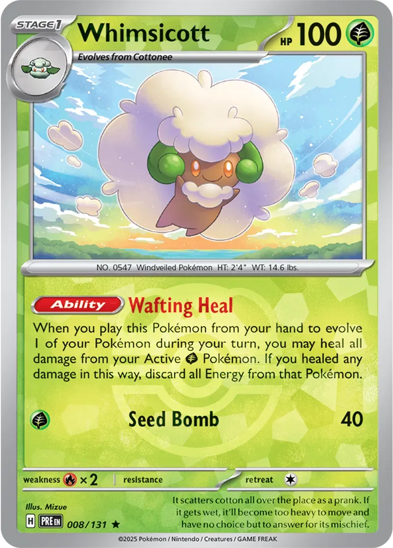 Whimsicott 8/131 Master Ball Holo Rare - MissingNo.