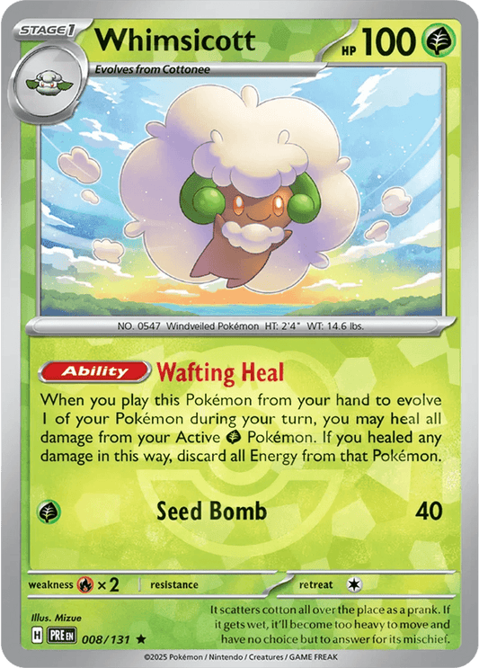 Whimsicott 8/131 Reverse Rare - MissingNo.