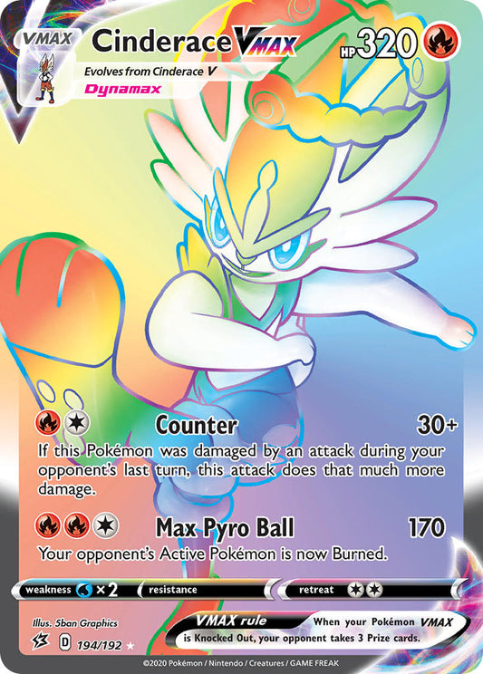 Cinderace VMAX 194/192 Rainbow Secret Rare VMAX - MissingNo.