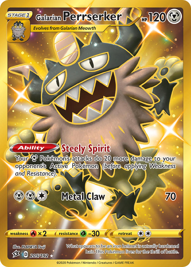 Galarian Perrserker 205/192 Gold Secret Rare - MissingNo.