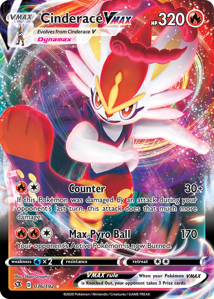 Cinderace VMAX 036/192 Holo Rare VMAX - MissingNo.