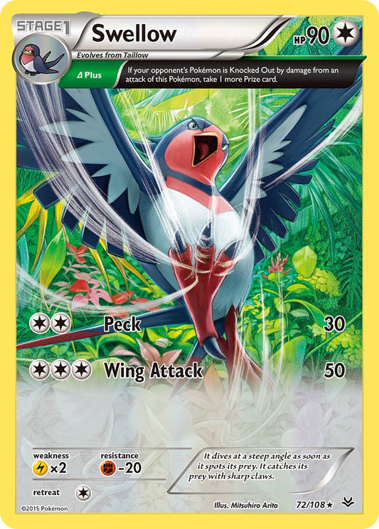 Swellow 72/108 Reverse Rare - MissingNo.