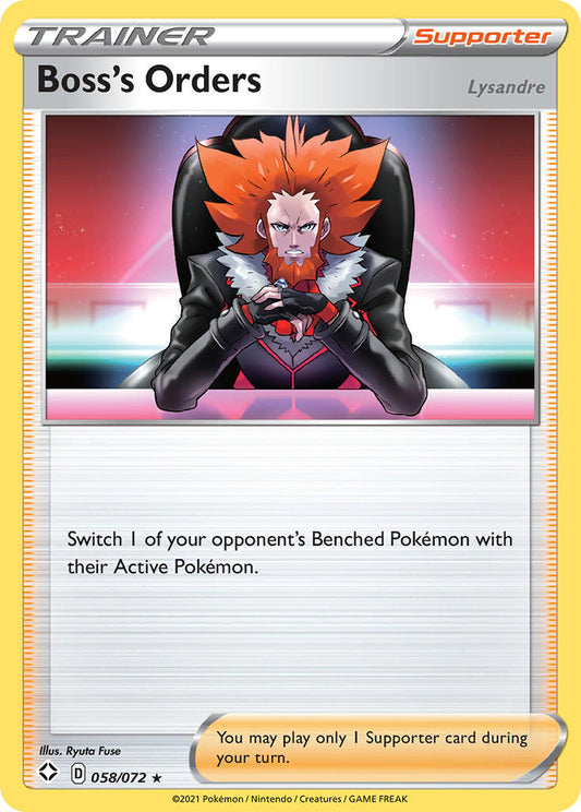 Boss's Orders 58/72 Non-Holo Play! Pokémon Stamp Prize Pack Series 1 Exclusive