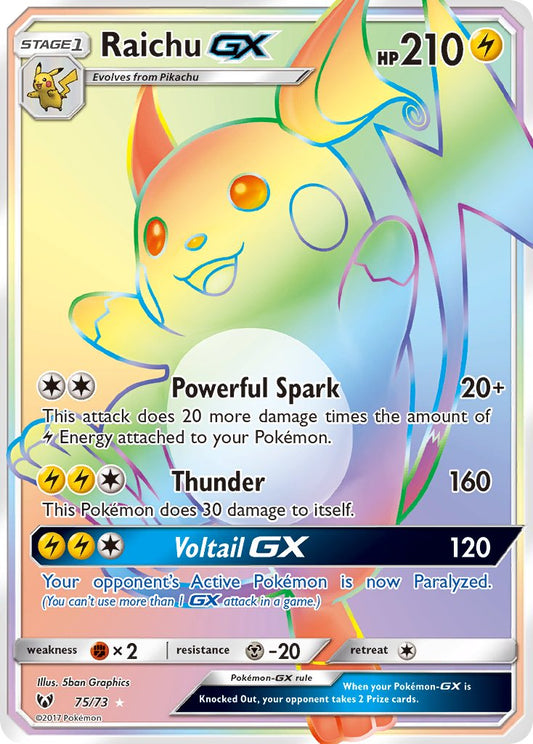 Raichu GX 75/73 Rainbow Secret Rare GX - MissingNo.
