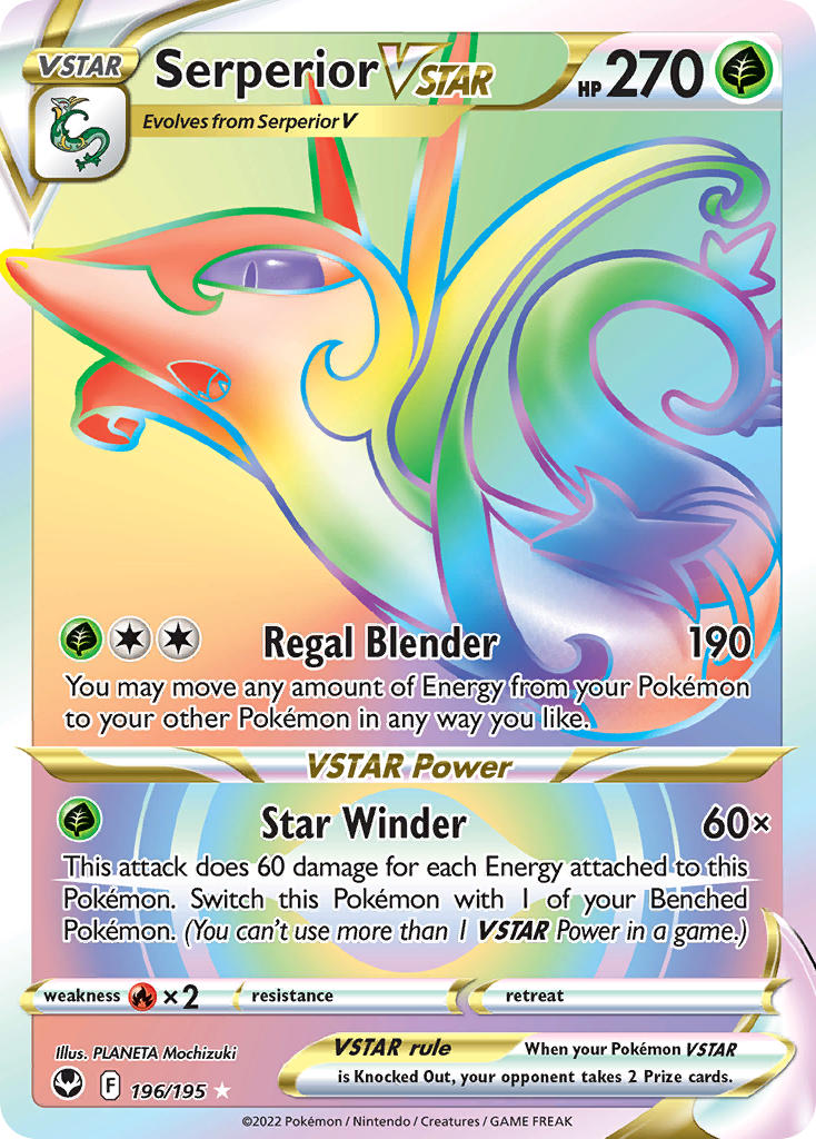 Serperior VSTAR 196/195 Rainbow Secret Rare VSTAR