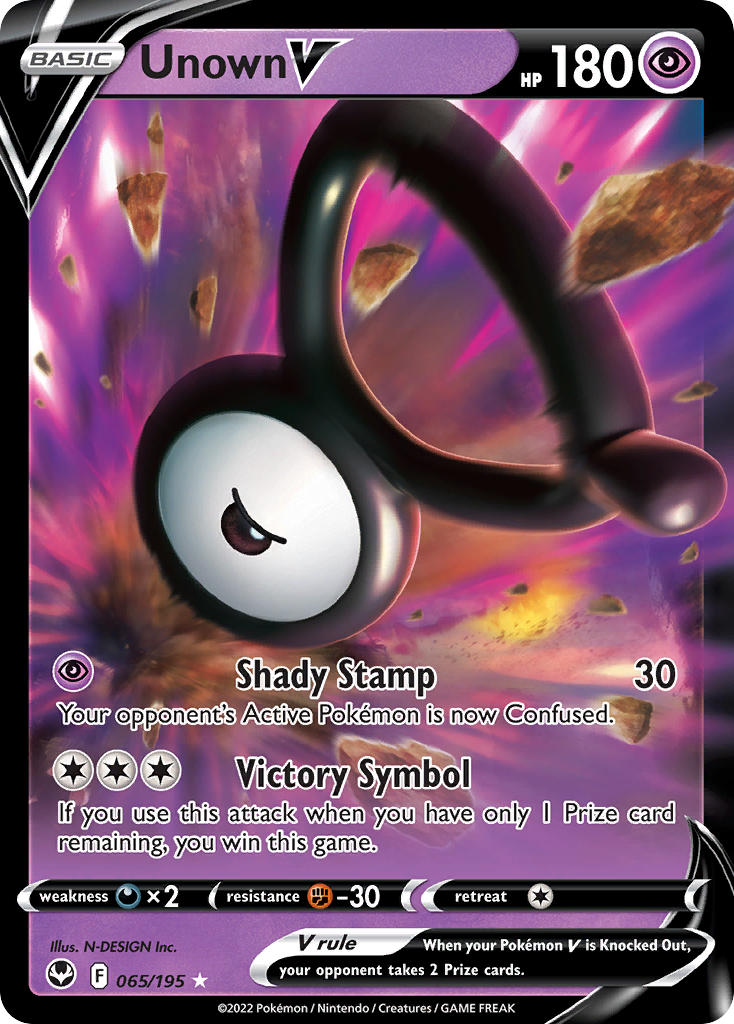 Unown V 65/195 Holo Rare V