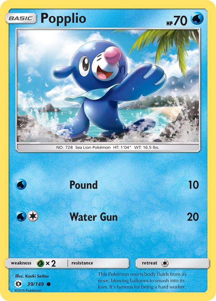 Popplio 39/149 Water Web Holo Alola Collection (Sun) Exclusive - MissingNo.
