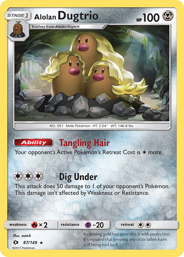 Alolan Dugtrio 87/149 Reverse Rare - MissingNo.