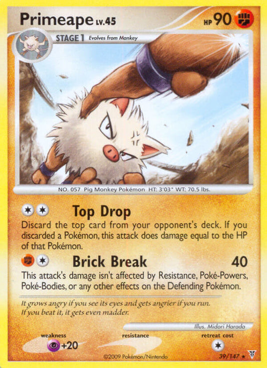 Primeape 39/147 Reverse Rare - MissingNo.