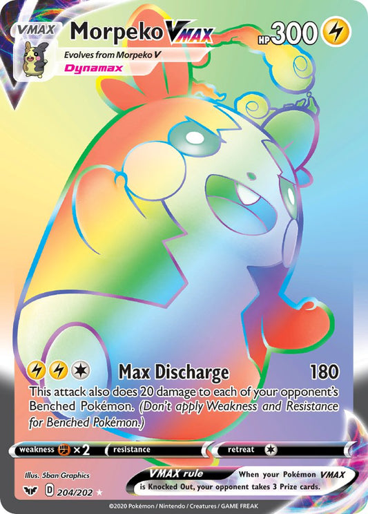 Morpeko VMAX 204/202 Rainbow Secret Rare VMAX - MissingNo.