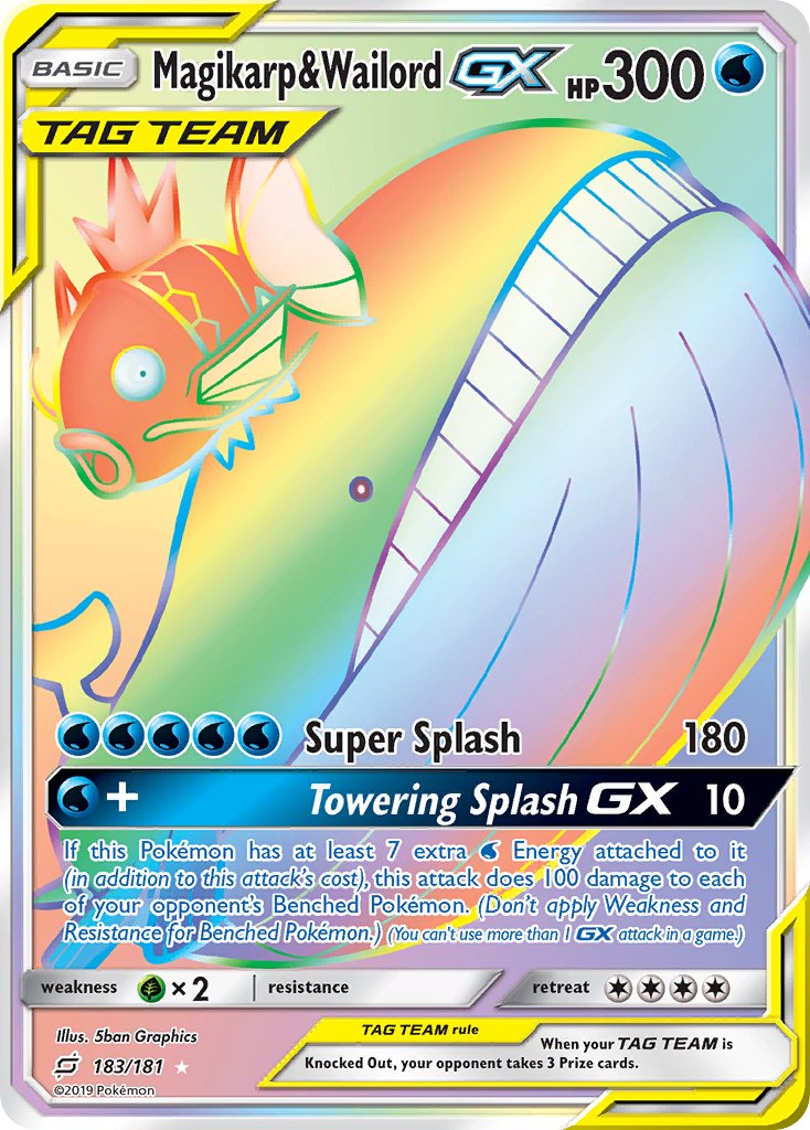 Magikarp & Wailord GX 183/181 Rainbow Secret Rare GX - MissingNo.