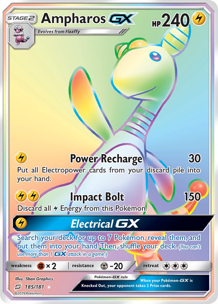 Ampharos GX 185/181 Rainbow Secret Rare GX - MissingNo.
