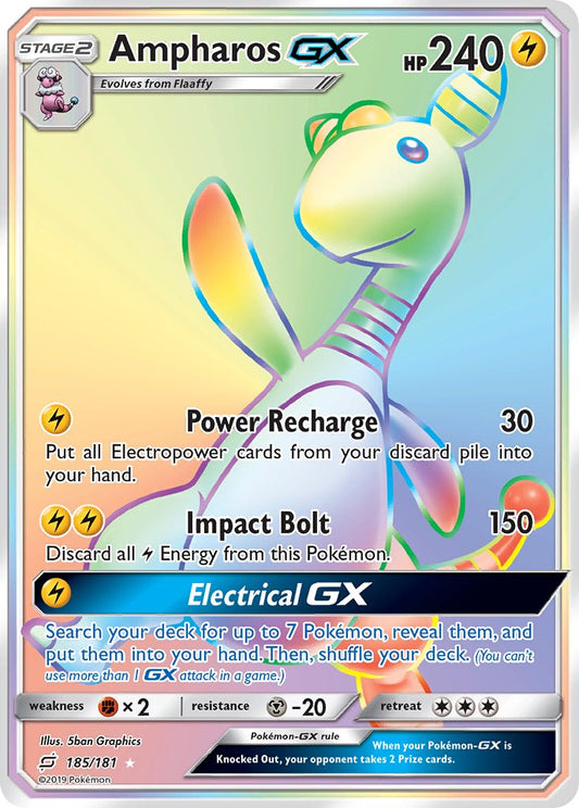 Ampharos GX 185/181 Rainbow Secret Rare GX - MissingNo.