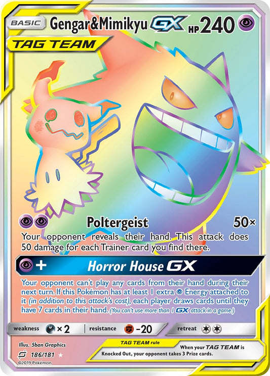 Gengar & Mimikyu GX 186/181 Rainbow Secret Rare GX - MissingNo.