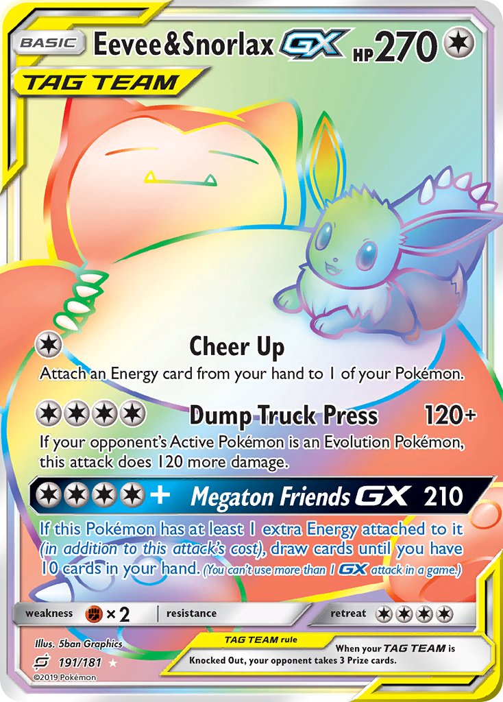 Eevee & Snorlax GX 191/181 Rainbow Secret Rare GX - MissingNo.