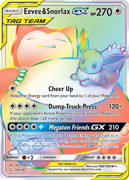 Eevee & Snorlax GX 191/181 Rainbow Secret Rare GX - MissingNo.