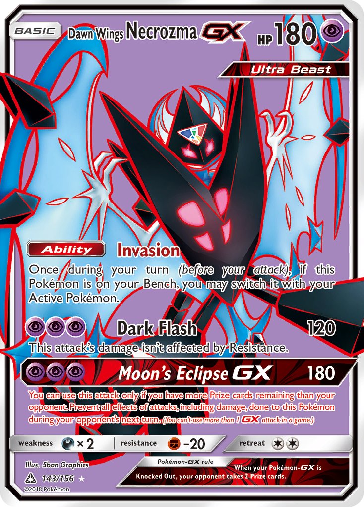 Dawn Wings Necrozma GX 143/156 Holo Ultra Rare Ultra Beast GX - MissingNo.