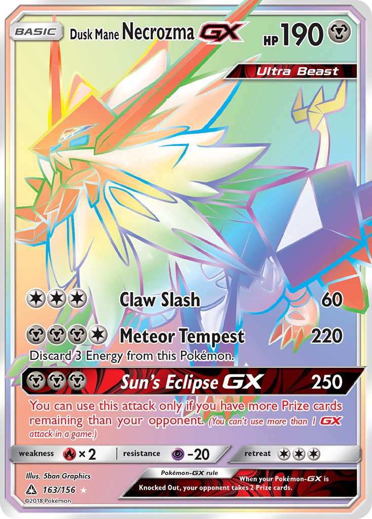 Dusk Mane Necrozma GX 163/156 Holo Ultra Rare Ultra Beast GX - MissingNo.