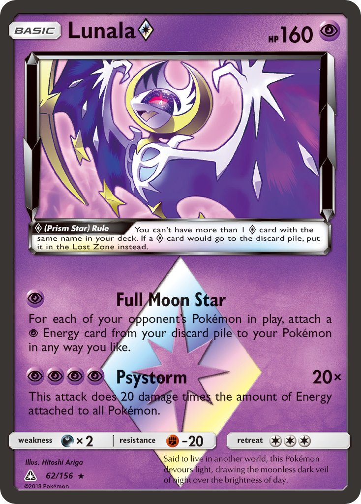 Lunala Prism Star 62/156 Holo Rare Prism Star - MissingNo.