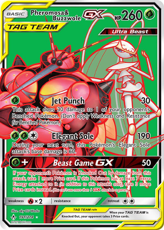 Pheromosa & Buzzwole GX 191/214 Holo Ultra Rare Ultra Beast GX
