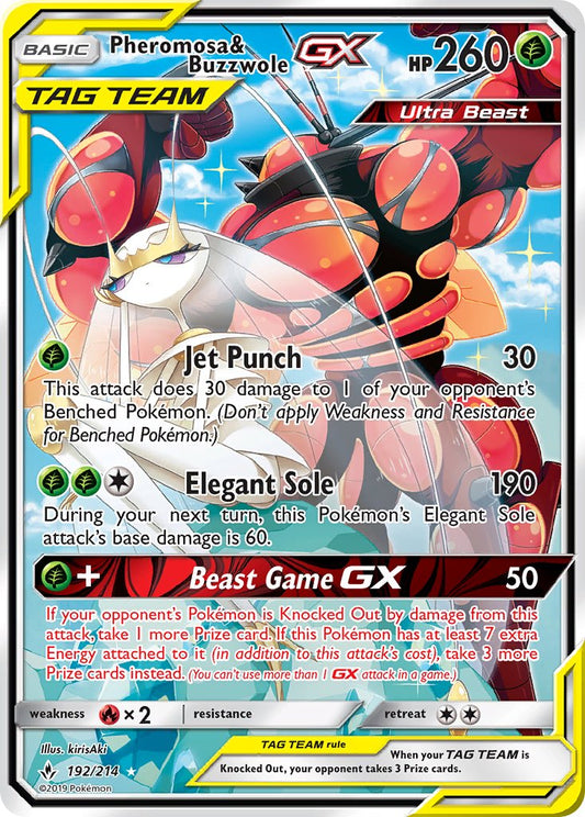 Pheromosa & Buzzwole GX 192/214 Holo Ultra Rare Ultra Beast GX